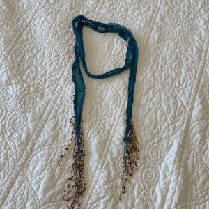 Teal beaded chiffon belt/scarf